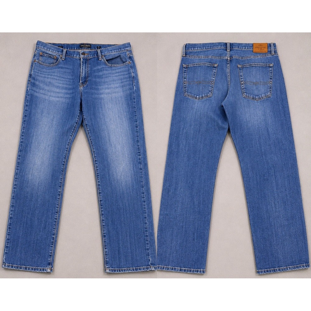 Lucky Brand 221 Original Straight Jeans Men's 38x32 Blue Dark Wash Denim Pants